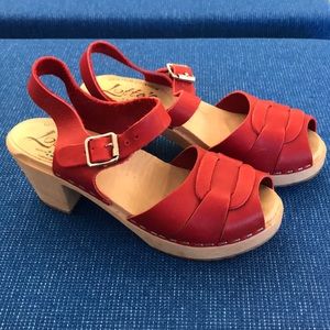 Lotta From Stockholm Red Peep Toe Clog